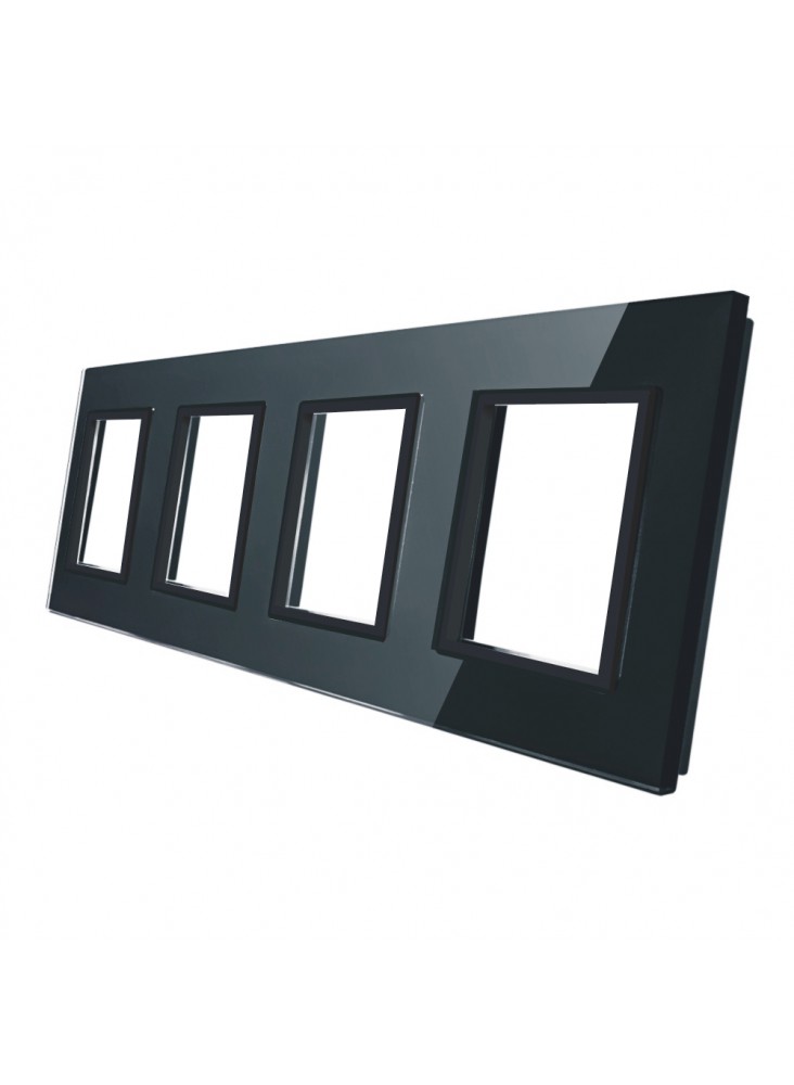 Poczwórna ramka szklana LIVOLO GPF-4 | Czarny