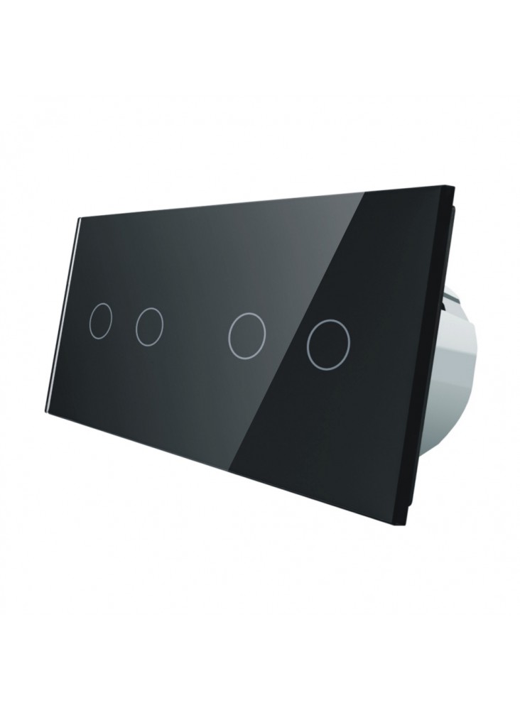 Włącznik dotykowy podwójny + podwójny LIVOLO VL-C7022 | Czarny