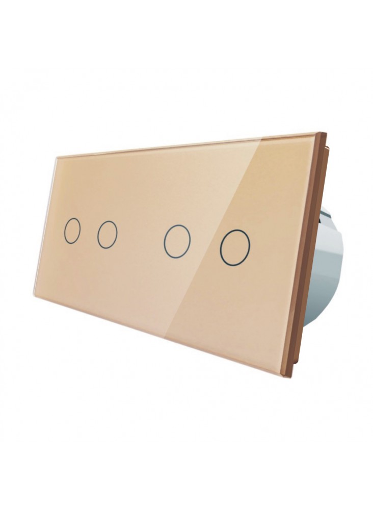 Włącznik dotykowy podwójny + podwójny LIVOLO VL-C7022 | Szampański
