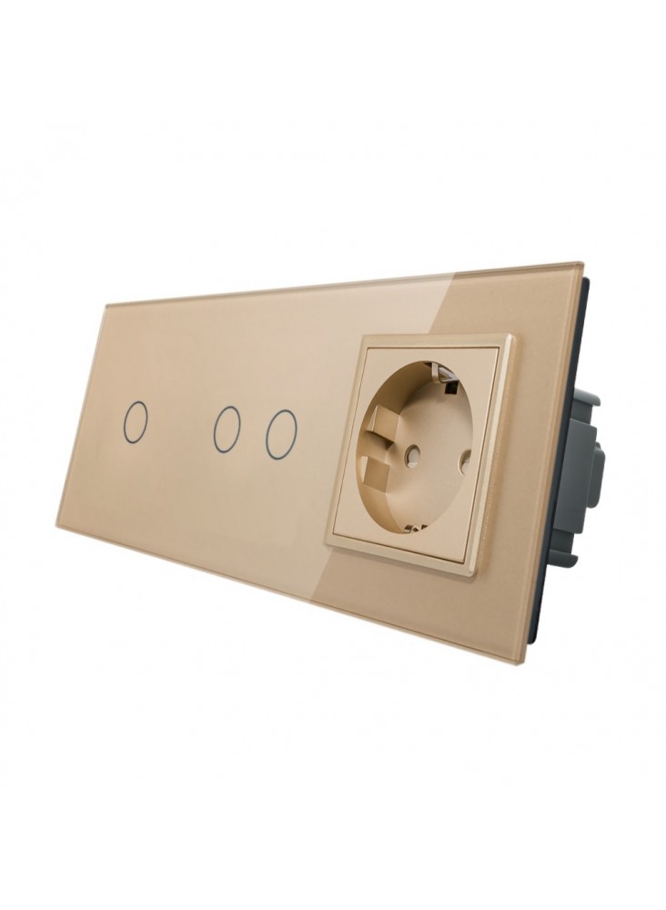 Gniazdo + włącznik pojedynczy + podwójny LIVOLO | VL-C7012G | Szampański