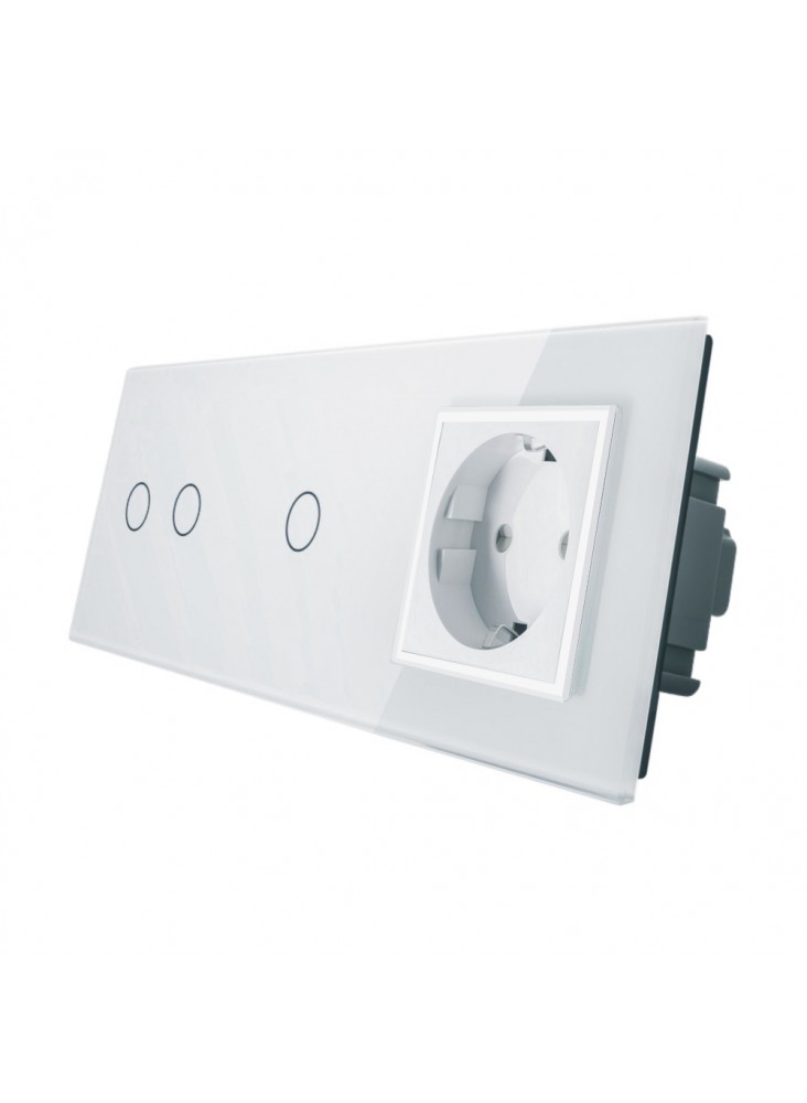 Gniazdo + włącznik podwójny + pojedynczy LIVOLO | VL-C7021G | Biały