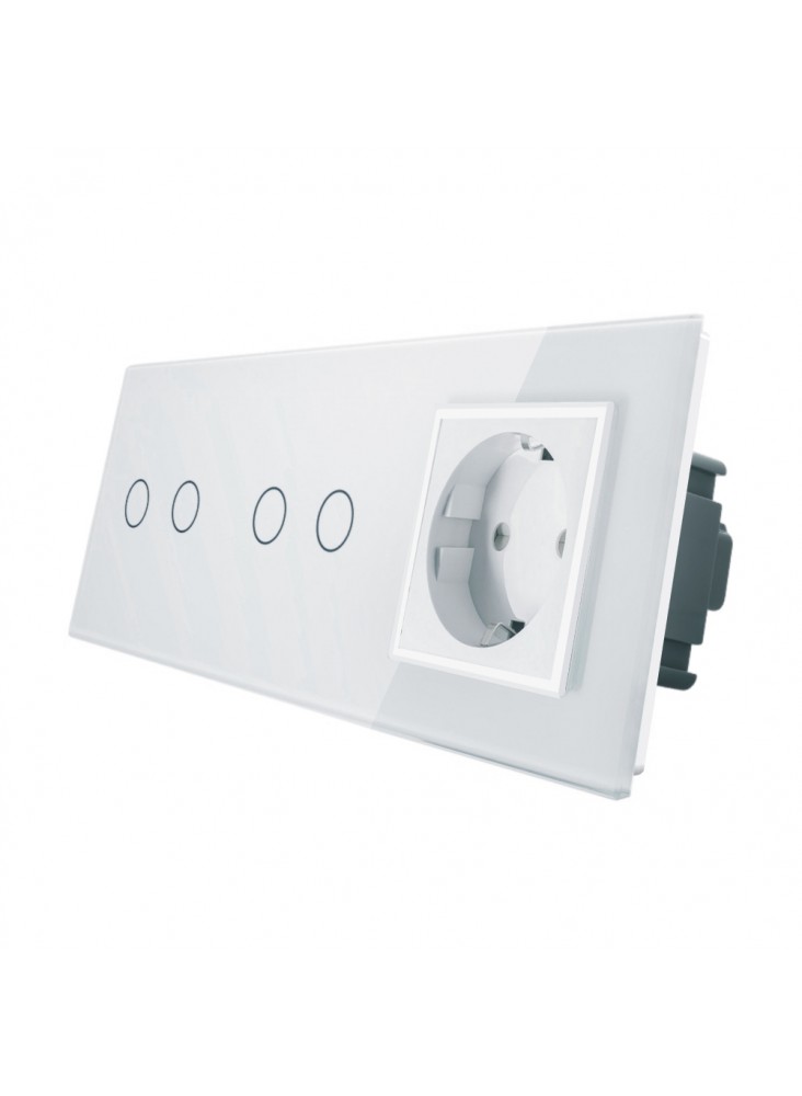 Gniazdo + 2x włącznik podwójny LIVOLO | VL-C7022G | Biały