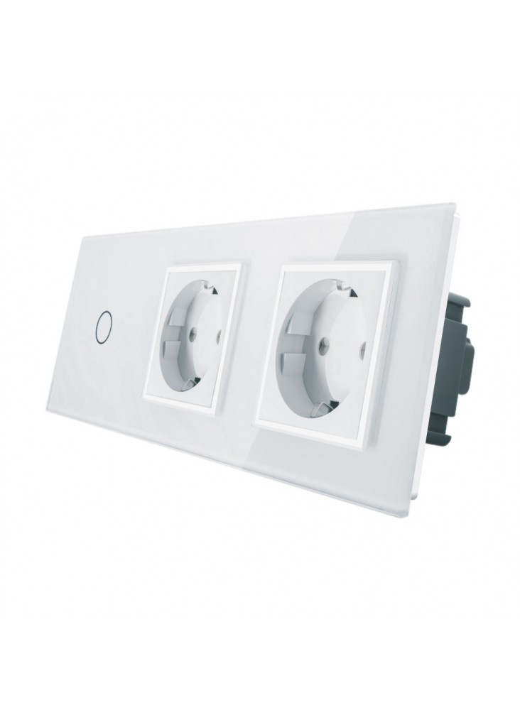 Gniazdo podwójne + włącznik pojedynczy LIVOLO | VL-C701GG | Biały