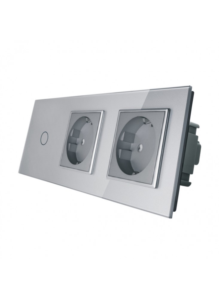 Gniazdo podwójne + włącznik pojedynczy LIVOLO | VL-C701GG | Szary