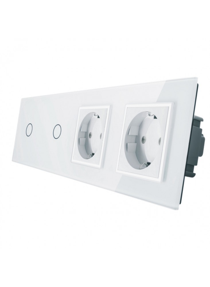 Gniazdo podwójne + 2x włącznik pojedynczy LIVOLO | VL-C7011GG | Biały