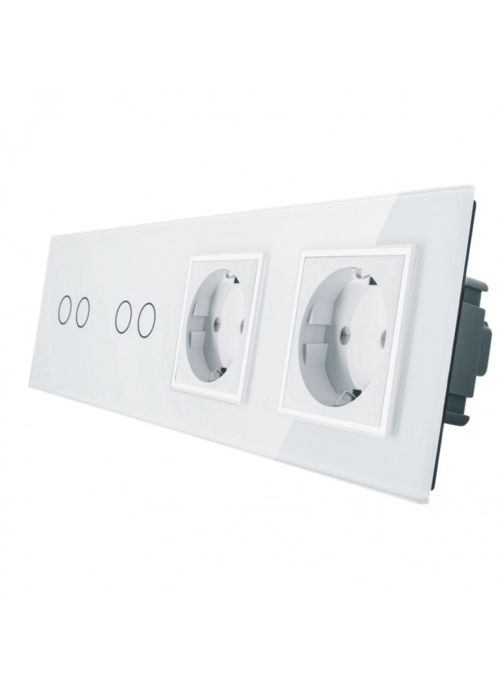 Gniazdo podwójne + 2x włącznik podwójny LIVOLO | VL-C7022GG | Biały