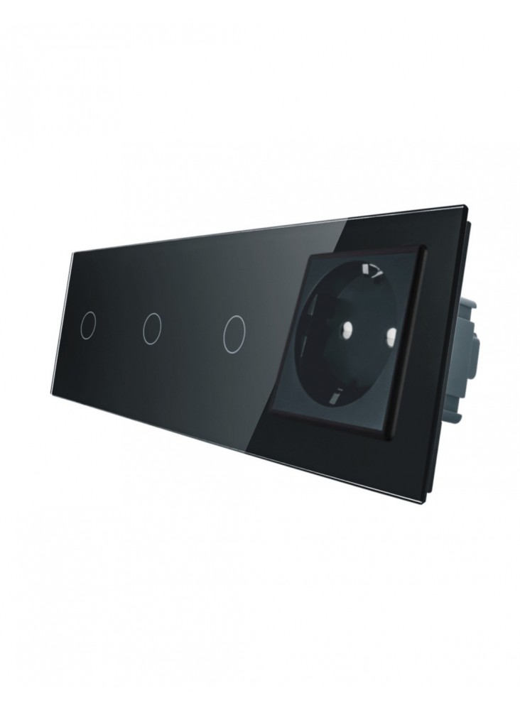 Gniazdo pojedyncze + 3x włącznik pojedynczy LIVOLO | VL-C70111G | Czarny