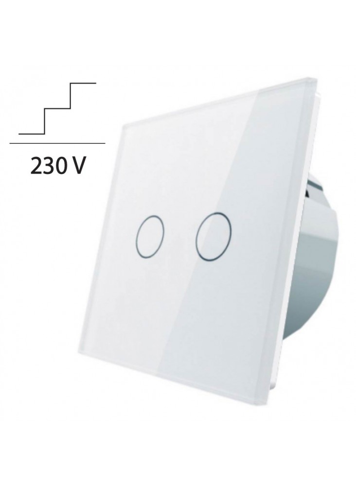 Włącznik dotykowy podwójny schodowo-krzyżowy LIVOLO VL-C702S | Biały