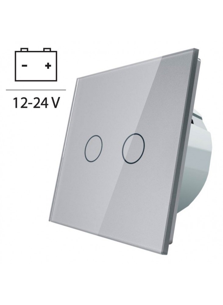 Włącznik dotykowy podwójny LIVOLO VL-C702C 12V DC | Szary
