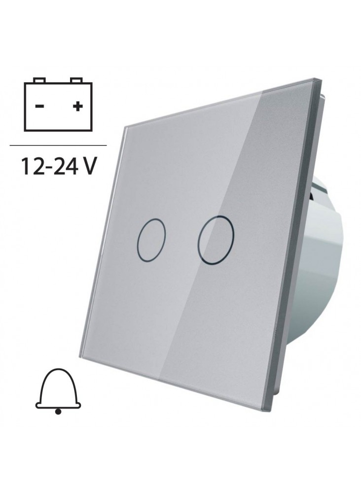 Włącznik dotykowy podwójny impulsowy LIVOLO VL-C702CH 12V DC | Szary